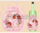 фото: фартук на бутылку под вышивку бисером с цветочным сердцем