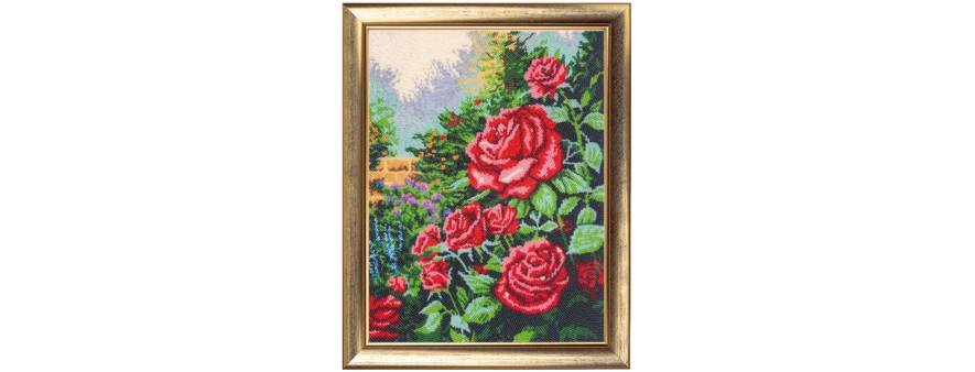 фото: картина для вышивки бисером красные розы