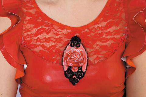 фото: украшение, вышитое бисером, Розовая роза - брошь