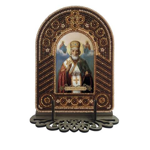 изображение1: икона для вышивания бисером на пластиковой канве, Икона Святой Николай Чудотворец