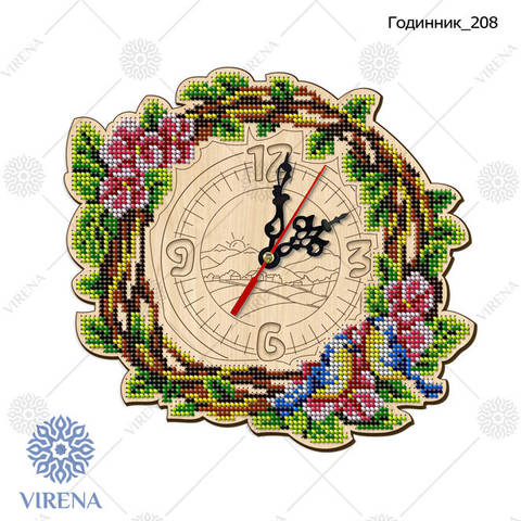 фото1: деревянные часы, украшенная вышивкой бисером или нитками