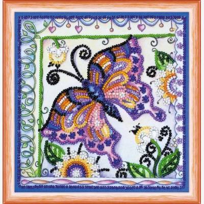 Набор для вышивки бисером Бабочка в цветах