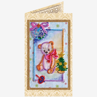 Набор для вышивки бисером открытка Мишка Тедди-3