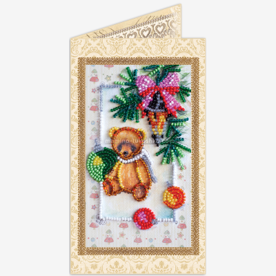 Набор для вышивки бисером открытка Мишка Тедди-4