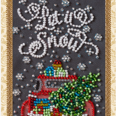 фото: открытка для вышивки бисером Снежный праздник