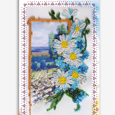 Набор для вышивки бисером открытка-конверт Ромашковое поле