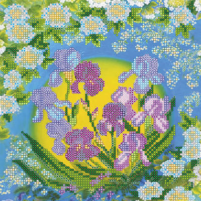 Схема для вышивки бисером на натуральном художественном холсте Нежные ирисы