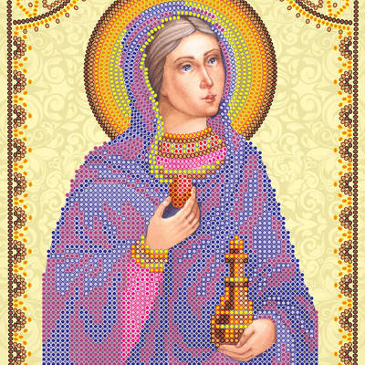 Схема для вышивки иконы бисером на натуральном художественном холсте Святая Мария