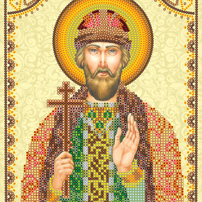 Схема для вышивки иконы бисером на натуральном художественном холсте Святой Петр