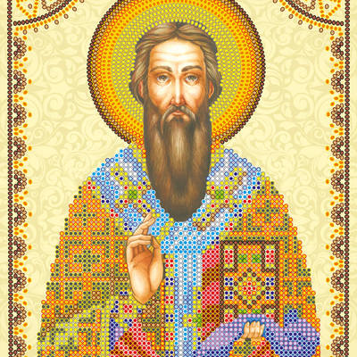 Схема для вышивки иконы бисером на натуральном художественном холсте Святой Василий