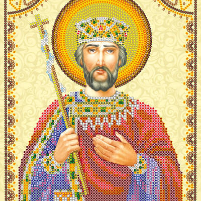 Схема для вышивки иконы бисером на натуральном художественном холсте Святой Константин