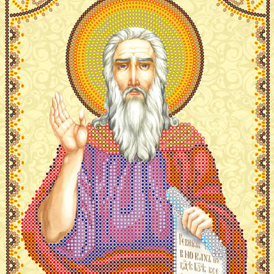 Схема для вышивки иконы бисером на натуральном художественном холсте Святой Илья