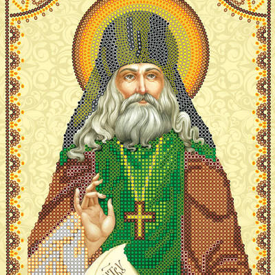 Схема для вышивки иконы бисером на натуральном художественном холсте Святой Анатолий