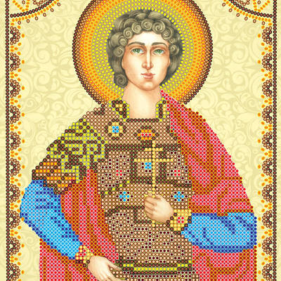 Схема для вышивки иконы бисером на натуральном художественном холсте Святой Георгий