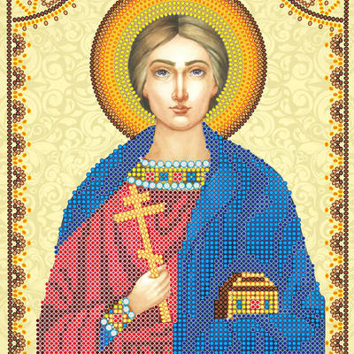Схема для вышивки иконы бисером на натуральном художественном холсте Святой Валерий