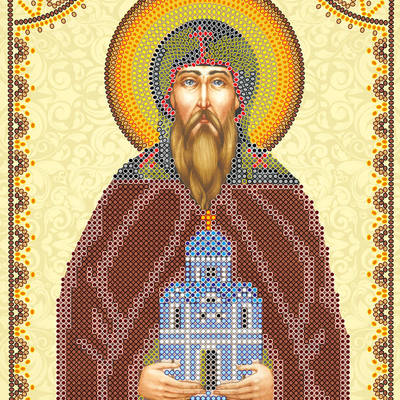 Схема для вышивки иконы бисером на натуральном художественном холсте Святой Даниил