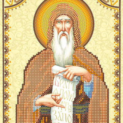 Схема для вышивки иконы бисером на натуральном художественном холсте Святой Антоний