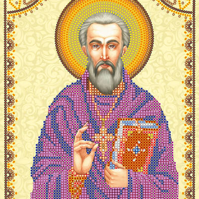 Схема для вышивки иконы бисером на натуральном художественном холсте Святой Леонид