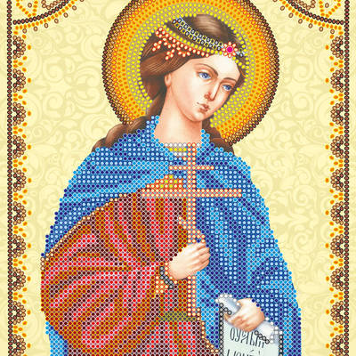 Схема для вышивки иконы бисером на натуральном художественном холсте Святая Христина (Кристина)