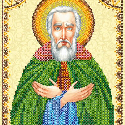 Схема для вышивки иконы бисером на натуральном художественном холсте Святой Иосиф