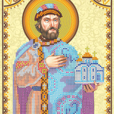 Схема для вышивки иконы бисером на натуральном художественном холсте Святой Ярослав