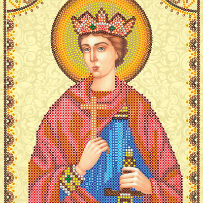Схема для вышивки иконы бисером на натуральном художественном холсте Святой Эдуард