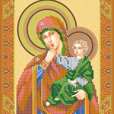 Схема для вышивки иконы бисером на натуральном художественном холсте Икона Богоматери «Отрада или Утешение»