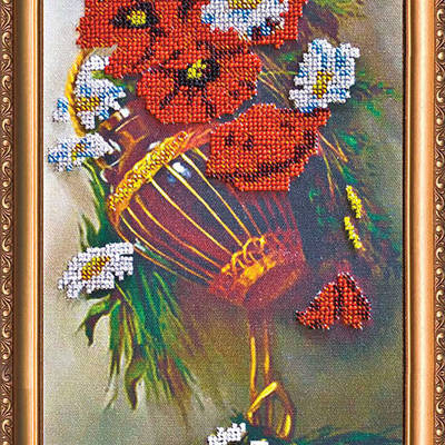 Набор для вышивания бисером на натуральном художественном холсте "Полевые цветы"