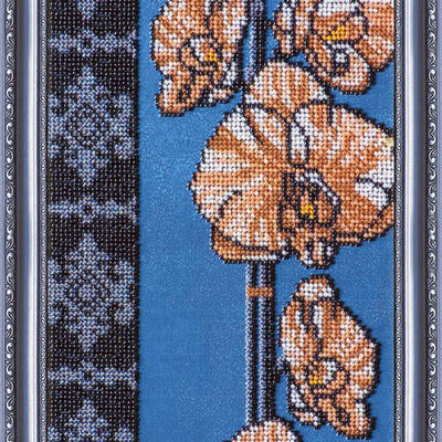 Набор для вышивания бисером на натуральном художественном холсте "Орхидеи-2"