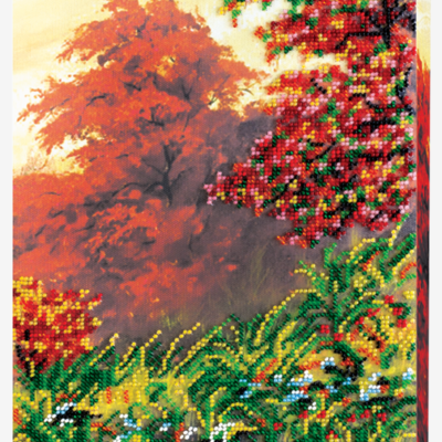 Набор для вышивания бисером на натуральном художественном холсте "Осенние зарисовки-3"