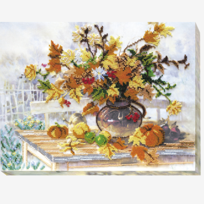 Набор для вышивания бисером на натуральном художественном холсте "Осенний букет