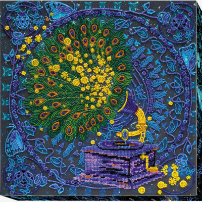 Набор для вышивания бисером на натуральном художественном холсте "Волшебный граммофон"