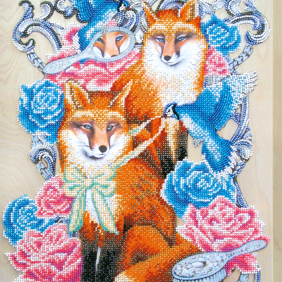 Набор для вышивания бисером на натуральном художественном холсте "Лисий праздник"