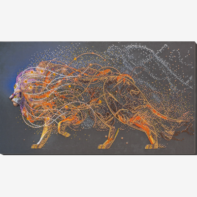 фото: картина вышитая бисером Золотой лев