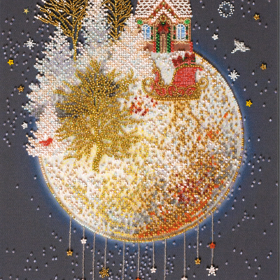 фото: картина вышитая бисером Рождественская сказка