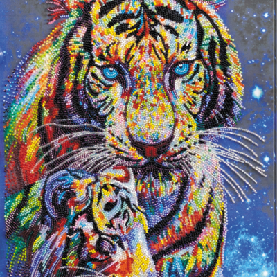 фото: картина вышитая бисером Тигры цветные