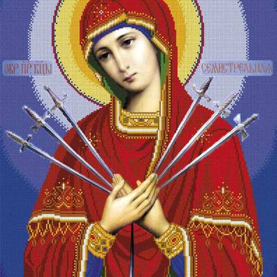 изображение: икона для вышивки бисером, Семистрельная Богородица