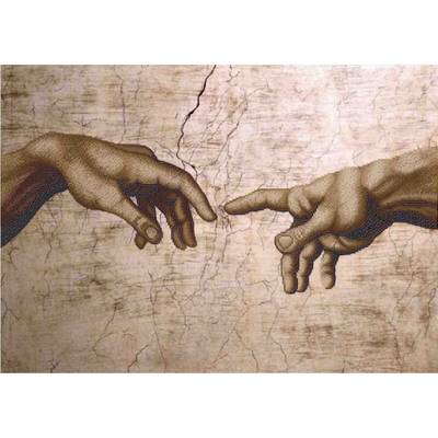 фото: картина, вышитая бисером, Сотворение Адама (Микеланджело)