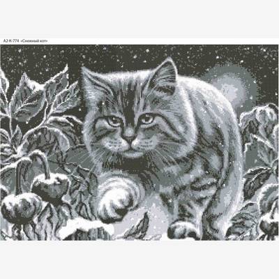 фото: картина, вышитая бисером, Снежный кот