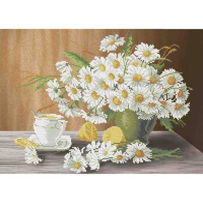 фото: картина, вышитая бисером, Ромашковый чай фото: картина, вышитая бисером, Ромашковый чай
