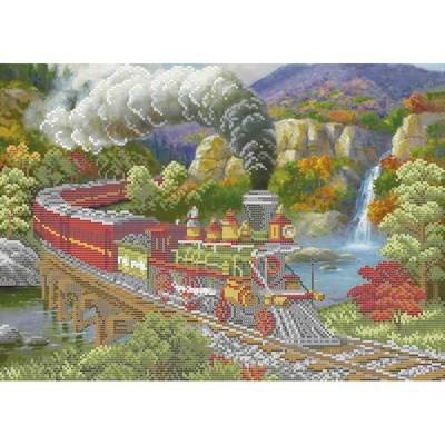 фото: картина, вышитая бисером, Осенний поезд (Сунг Ким)