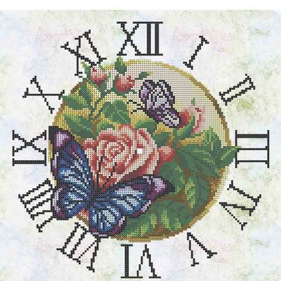 фото: часы, вышитые бисером, Часы. Бабочки и розы
