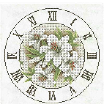 фото: часы, вышитые бисером, Часы Романтические лилии