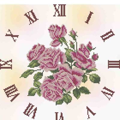 фото: часы, вышитые бисером, Часы Букет роз