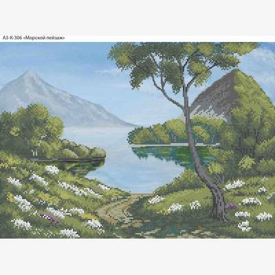 фото: картина, вышитая бисером, Морской пейзаж