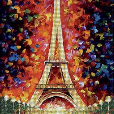 фото: картина, вышитая бисером, Эйфелева башня