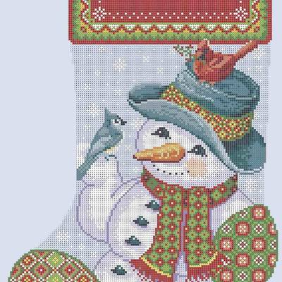 фото: картина, вышитая бисером, Рождественский носок Друзья снеговика