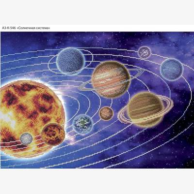 фото: картина, вышитая бисером, Солнечная система