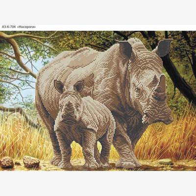 фото: картина, вышитая бисером, Носороги