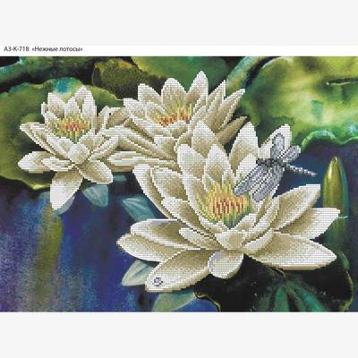 фото: картина, вышитая бисером, Нежные лотосы